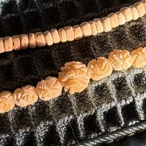 Rose Carved Bead Necklace and Round necklace